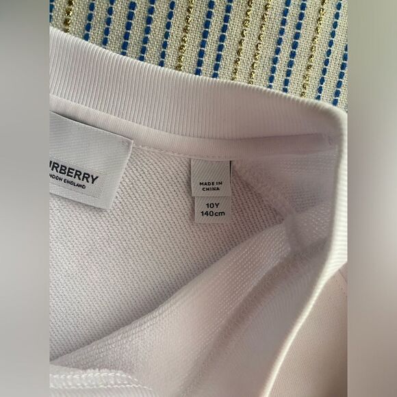 Burberry Kids Sweatshirt Girls White Size 10Y Long Sleeve 100% Cotton Crew Neck - Picture 9 of 15